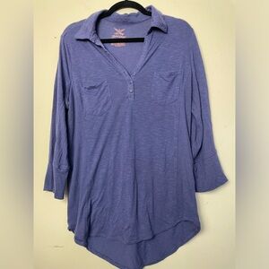 Faded Glory Women’s Size XL Collared half button up Long Sleeve Peri Night Color